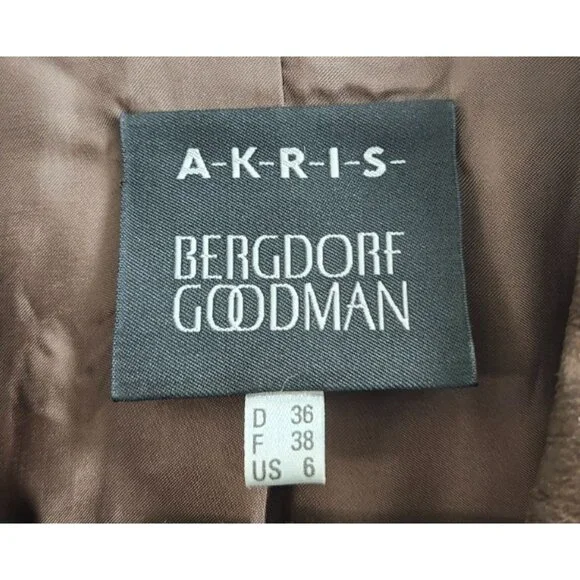 Akris Bergdorf Goodman Brown Lambskin Leather Blazer Jacket Tailored Snap Front - Picture 11 of 16